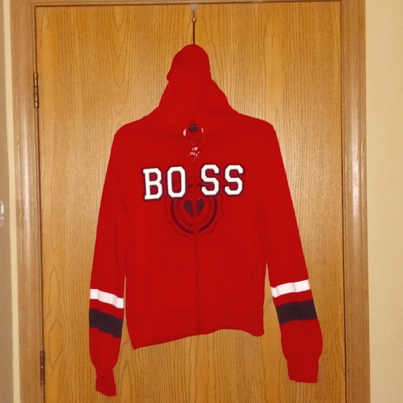 ReD/white/black "BOSS🖤" drawstring HOODIE & SWEATPANTS by: AQ SPORT Size: L - Picture 2 of 12